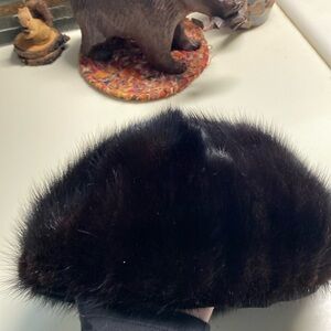Marshall Fields black mink cap. Excellent condition!